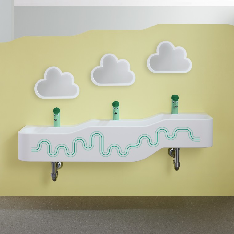 Geberit Bambini mängu- ja pesuala metsarohelises ja helerohelises toonis Geberit Bambini mängu- ja pesuala metsarohelises ja helerohelises toonis