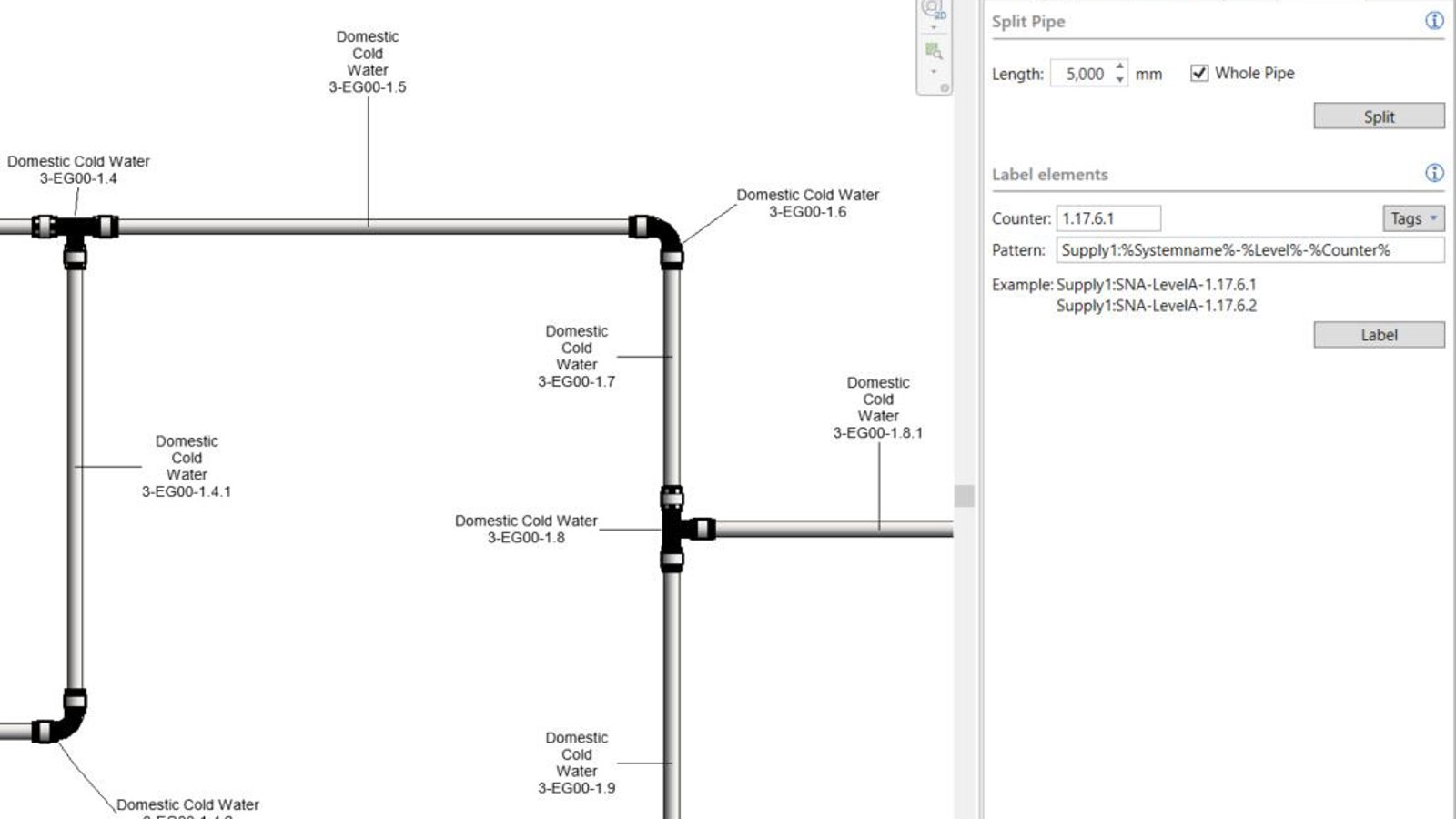 Toruosade nummerdamine Geberit BIM Plug-inis