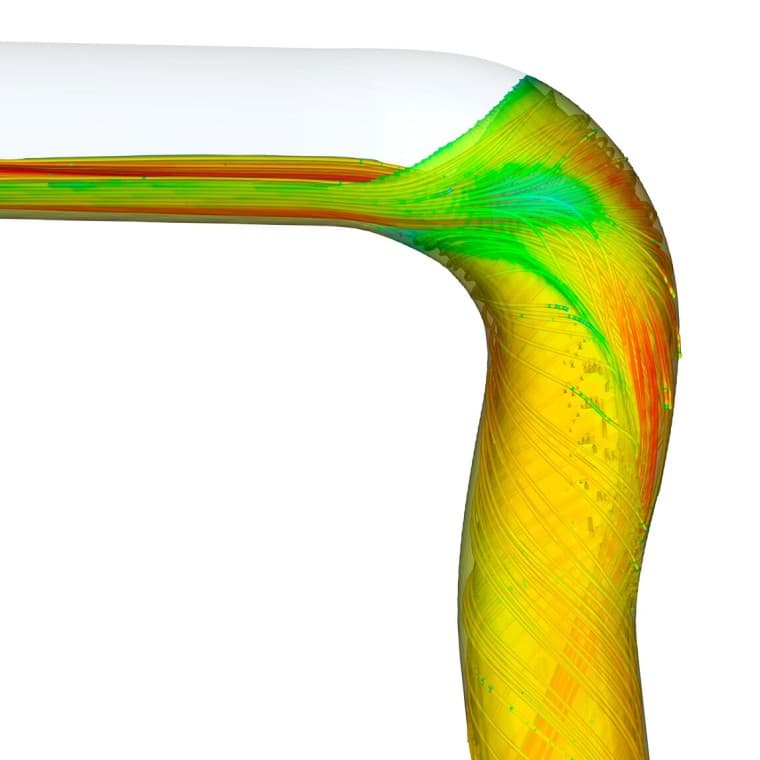 Voolusimulatsioon Geberit SuperTube BackFlip põlvega Voolusimulatsioon Geberit SuperTube BackFlip põlvega